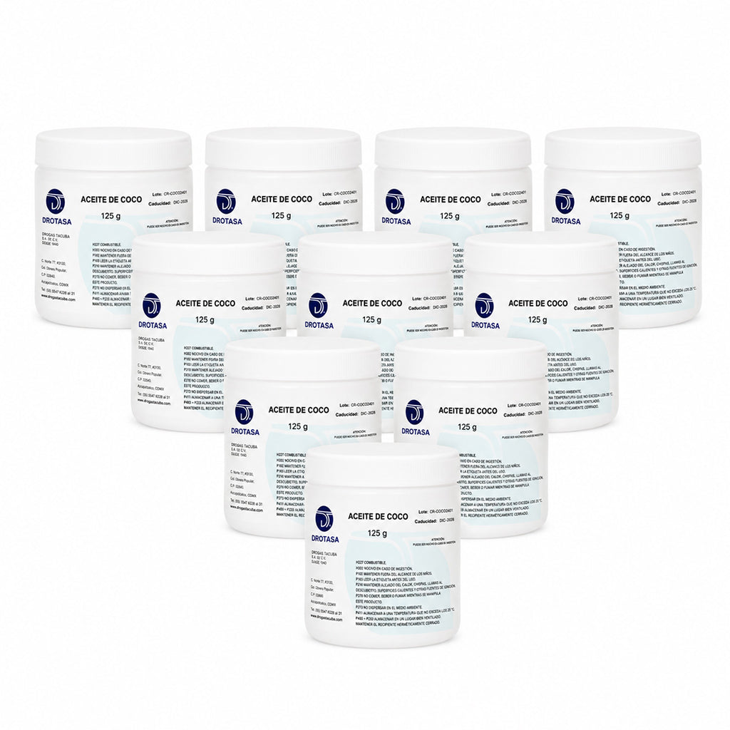 Aceite de Coco RBD (Refinado, Blanqueado y Deodorizado) 10 piezas